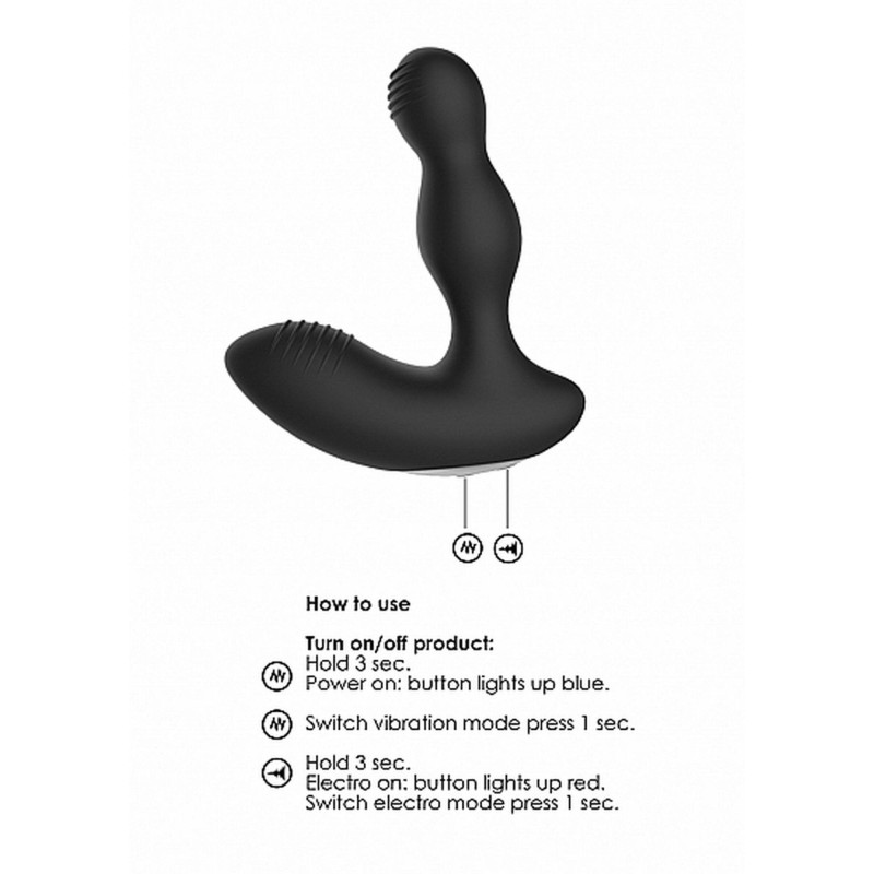 Remote Controlled E-Stim & Vibrating Prostate Massager - Black